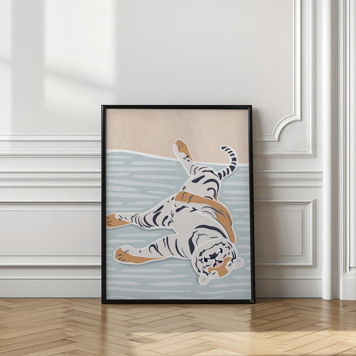 Scandi Sleeping Tiger Children's Art Framed Art Wall Decor