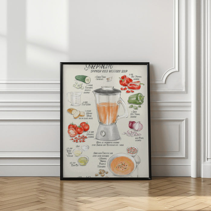 Gazpacho illustrated recipe in English Framed Art Wall Decor