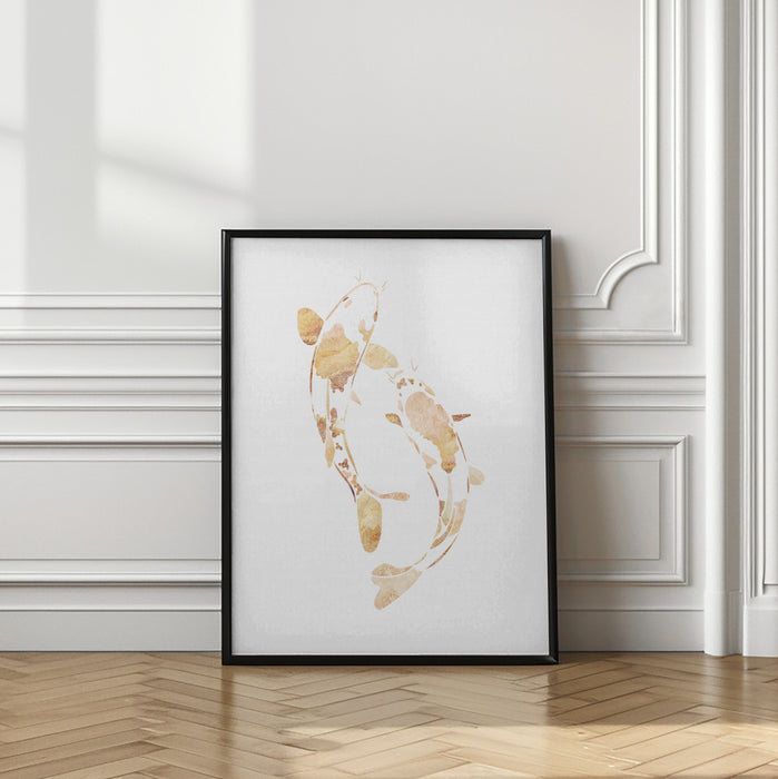 Gold koi fish silhouettes Framed Art Modern Wall Decor