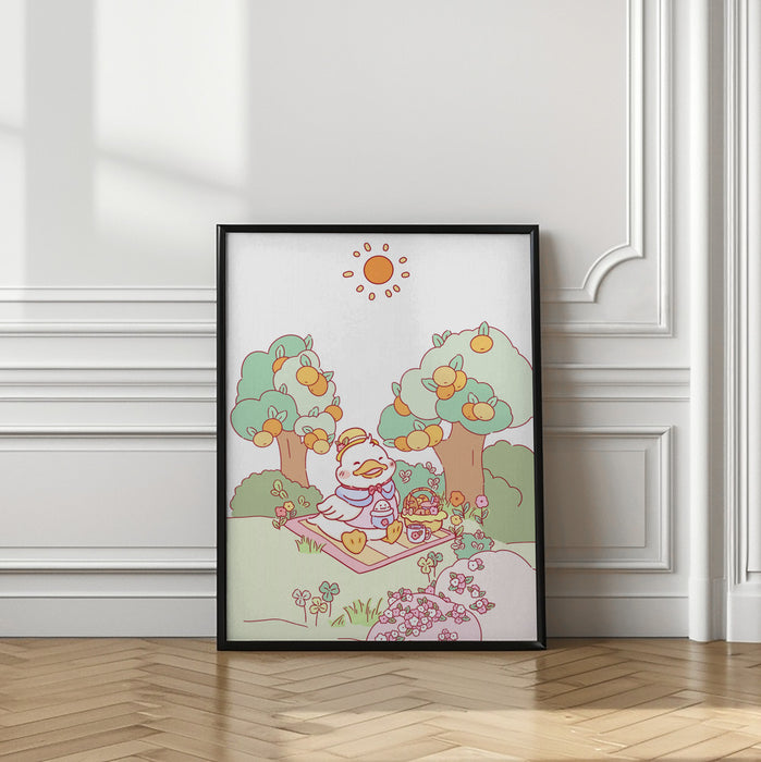 Little Duck Picnic up Framed Art Modern Wall Decor