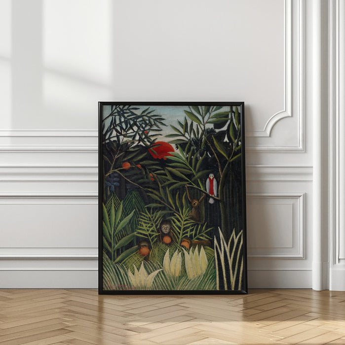 Monkeys And Parrot In The Virgin Forest Framed Art Modern Wall Decor