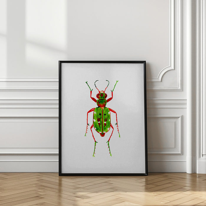 Green tiger beetle or Cicindela campestris Framed Art Modern Wall Decor