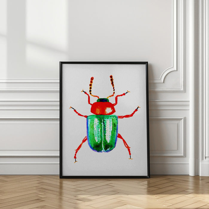 Knotweed beetle or Gastrophysa polygoni Framed Art Wall Decor