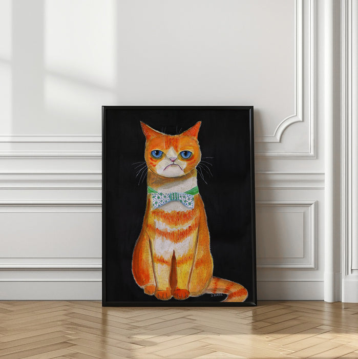 Sad Cat Framed Art Modern Wall Decor