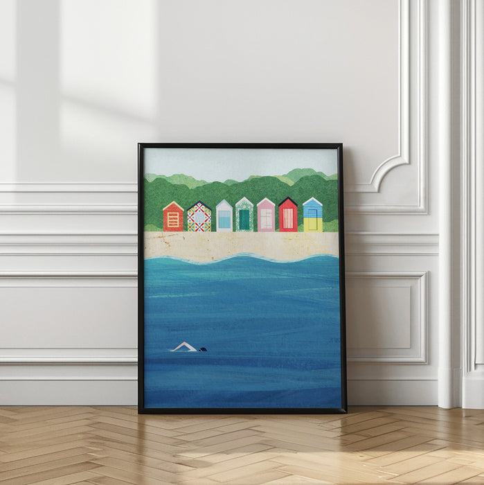 Beach Huts Framed Art Modern Wall Decor