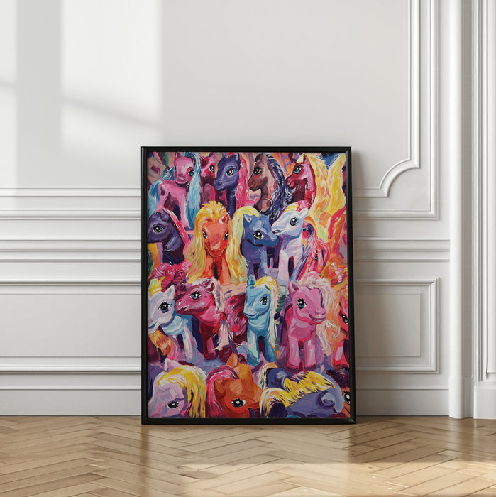 Ponies Framed Art Modern Wall Decor