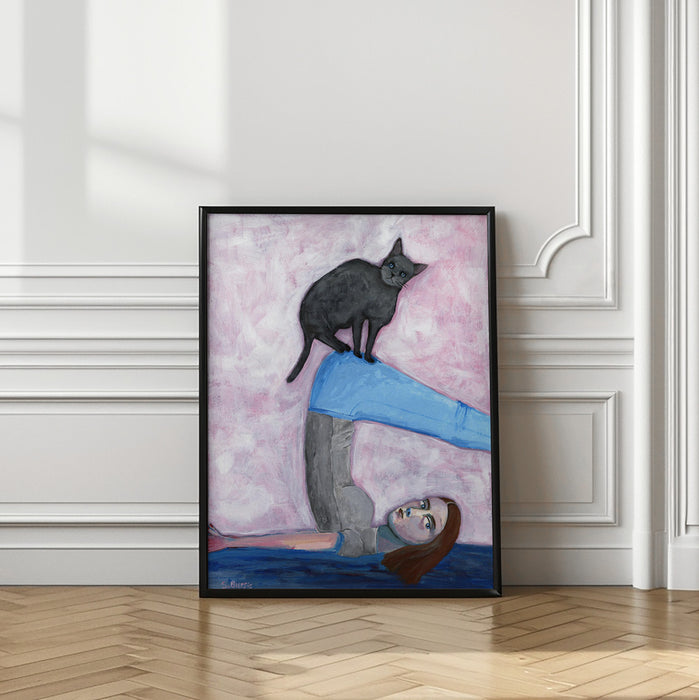 Yoga with my Cat Framed Art Wall Decor