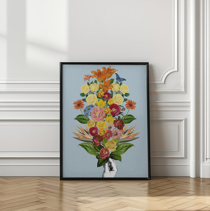 Botanical blue bouquet Framed Art Wall Decor