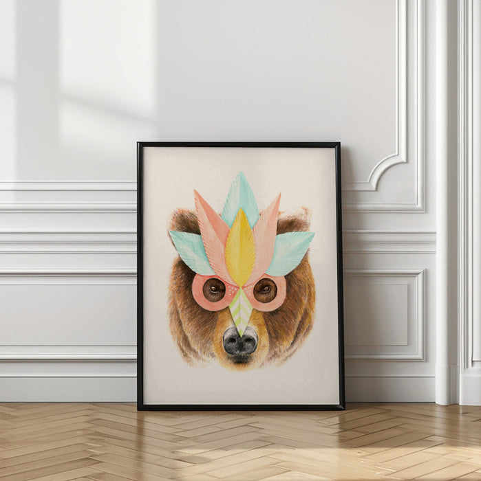 Bear Paper Mask Framed Art Wall Decor