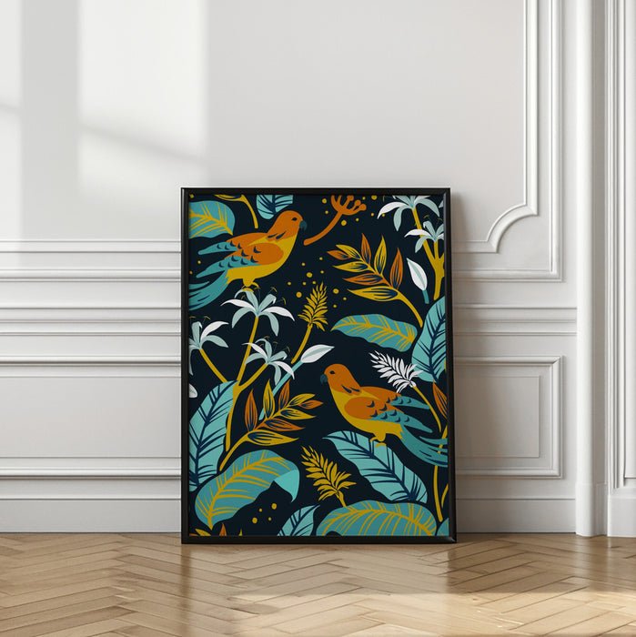 Birds and Plants Framed Art Wall Decor