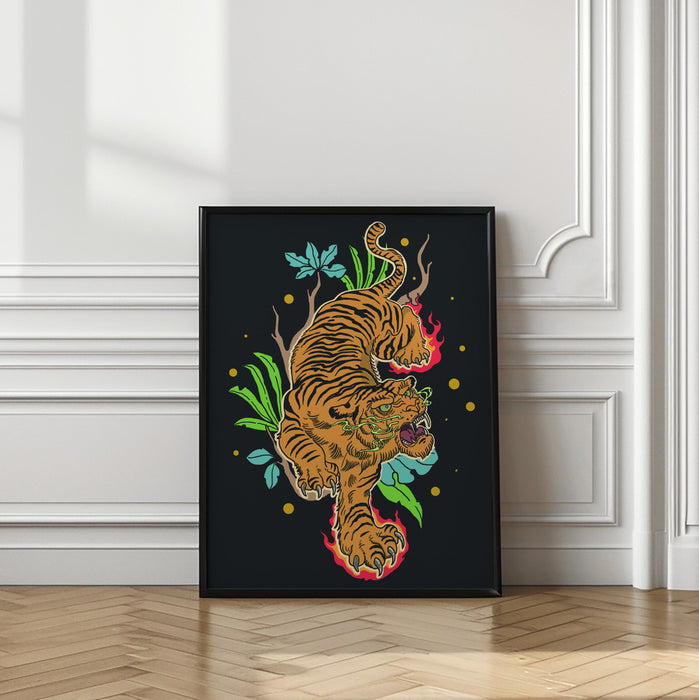 Classic Tiger Tattoo Framed Art Modern Wall Decor