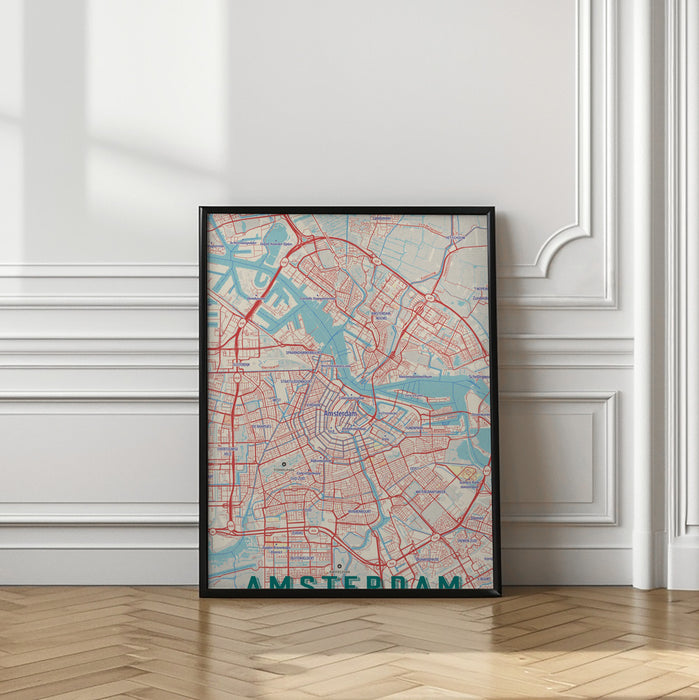 Retro Map   Amsterdam Framed Art Modern Wall Decor