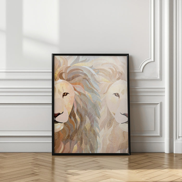 Lion half face 2 Framed Art Wall Decor