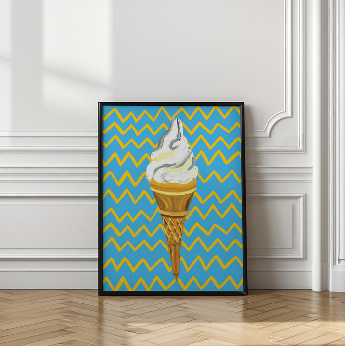 Ice Cream Blue Framed Art Wall Decor