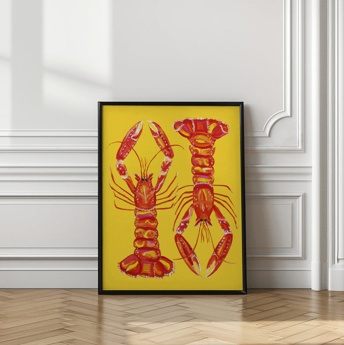 Langoustines On Yellow Framed Art Wall Decor