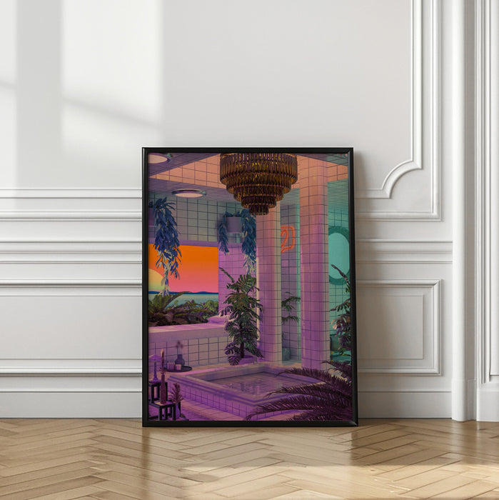 Vaporwave Pool Framed Art Modern Wall Decor