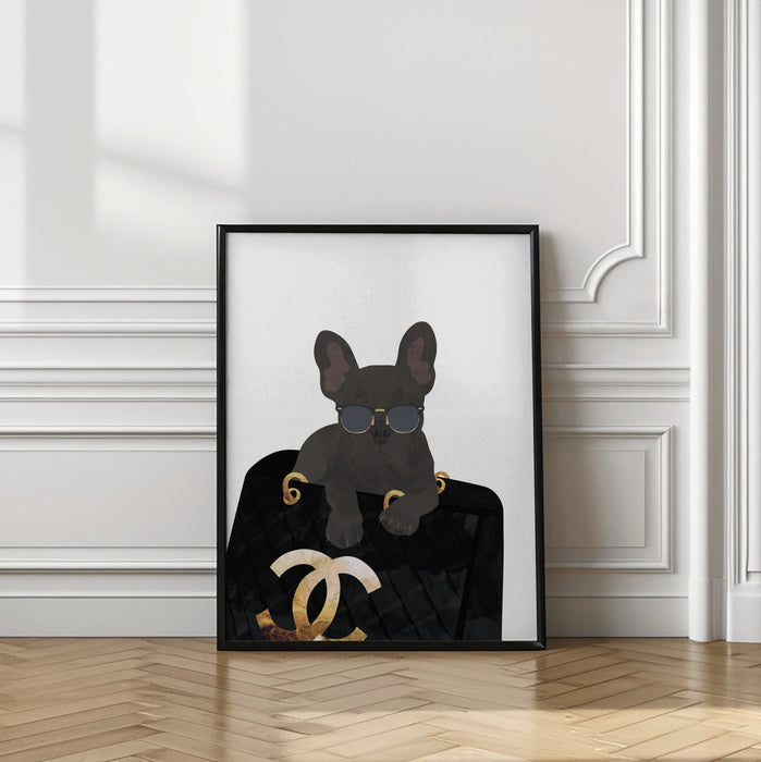 Frenchie in the bag Framed Art Wall Decor