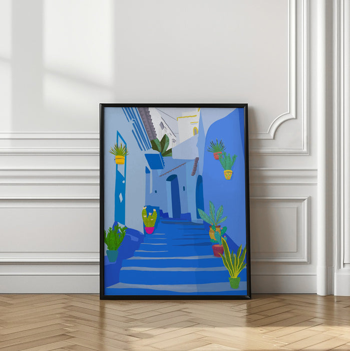 Blue city Framed Art Modern Wall Decor