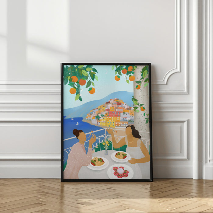 Girls in Positano Framed Art Modern Wall Decor