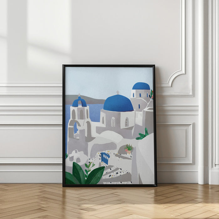 Santorini island Framed Art Modern Wall Decor