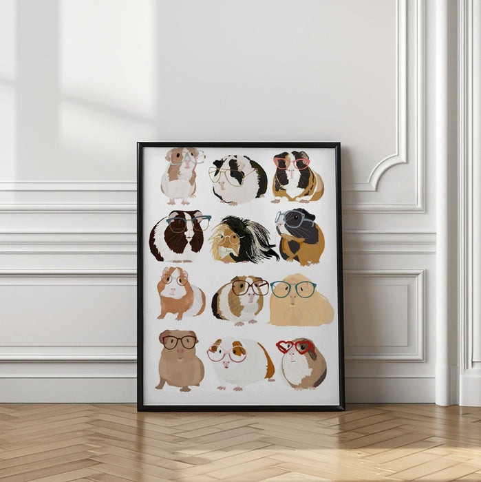 Guinea Pig in Glasses Framed Art Wall Decor