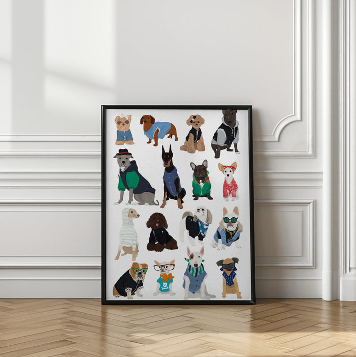 Cool Dog Print Framed Art Wall Decor