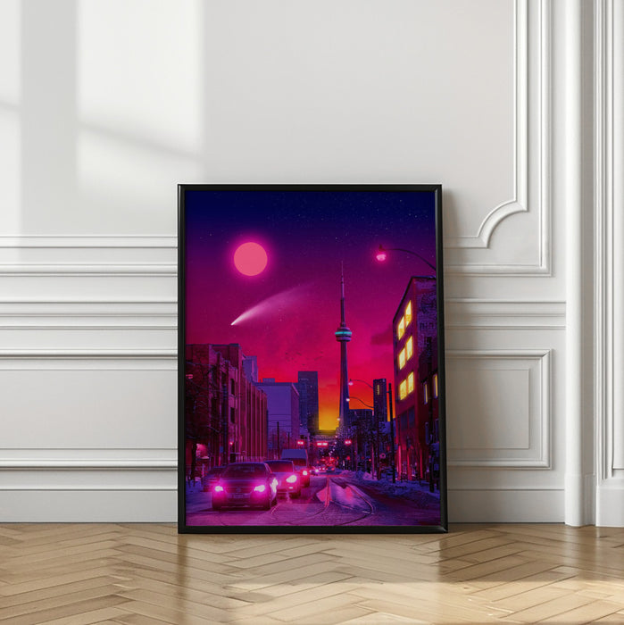 Neon City Framed Art Modern Wall Decor