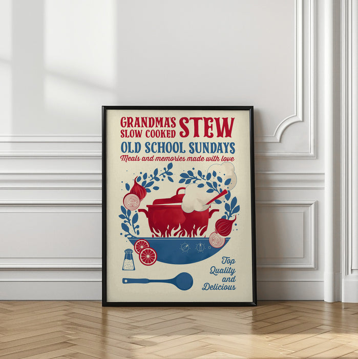 Grandmas Stew kitchen print Framed Art Wall Decor