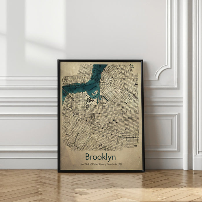 Brooklyn map Framed Art Modern Wall Decor