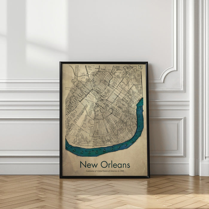 New Orleans map Framed Art Wall Decor