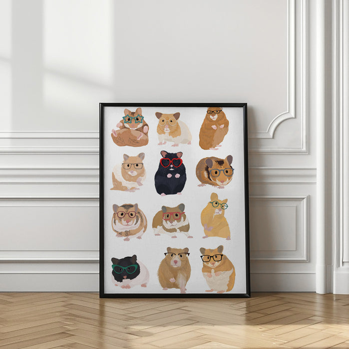 A1 Hamsters In Glasses Framed Art Wall Decor