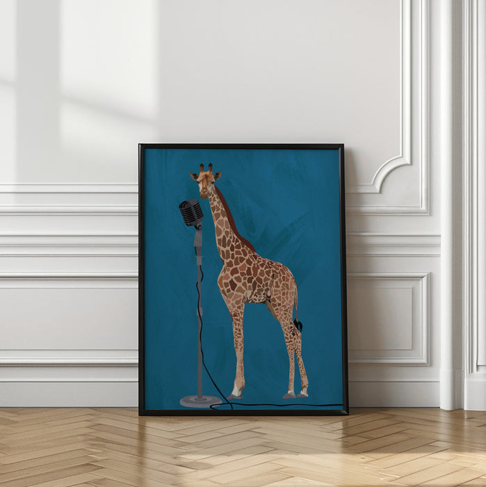 Giraffe Microphone Pink 2 01 Framed Art Wall Decor