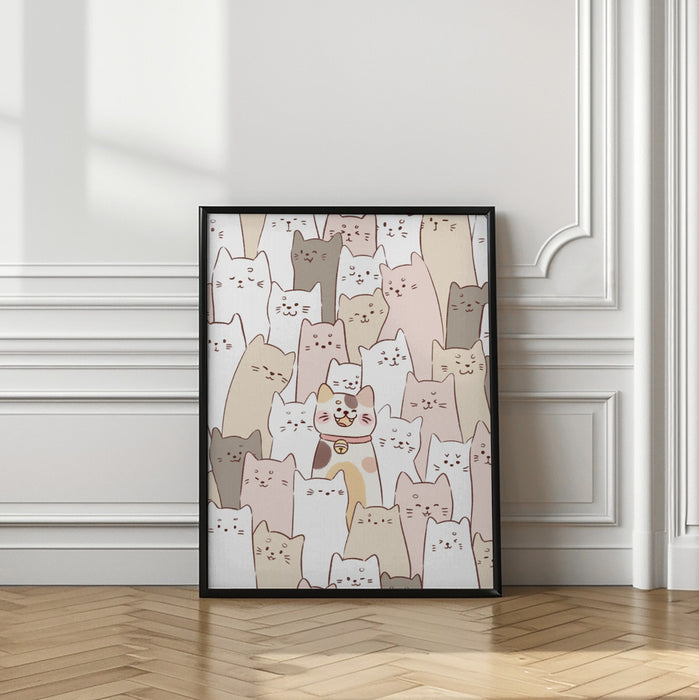 Cute Kitten lock Framed Art Modern Wall Decor