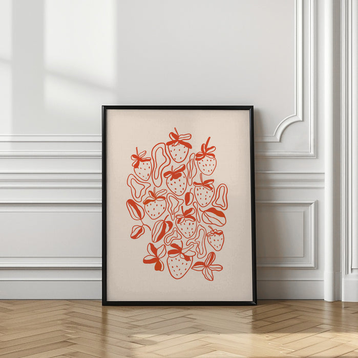 Strawberries Framed Art Modern Wall Decor