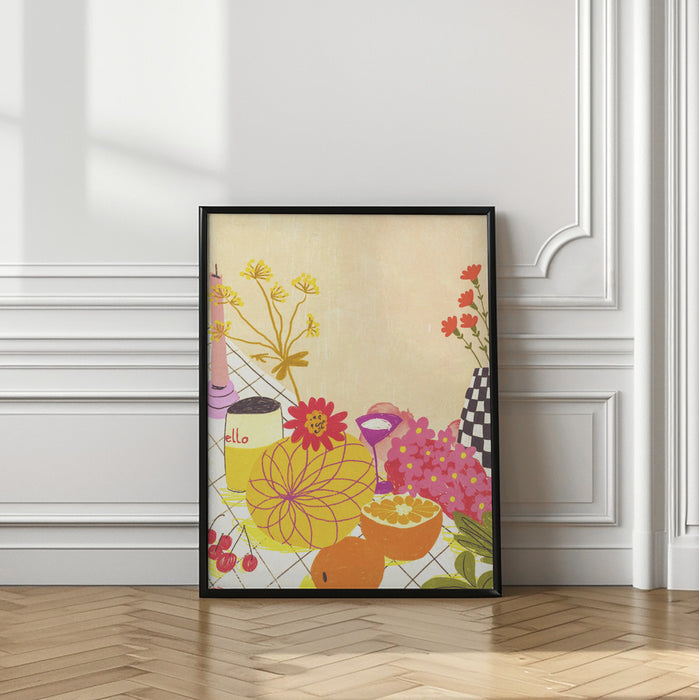 Citrus and flowers Framed Art Modern Wall Decor