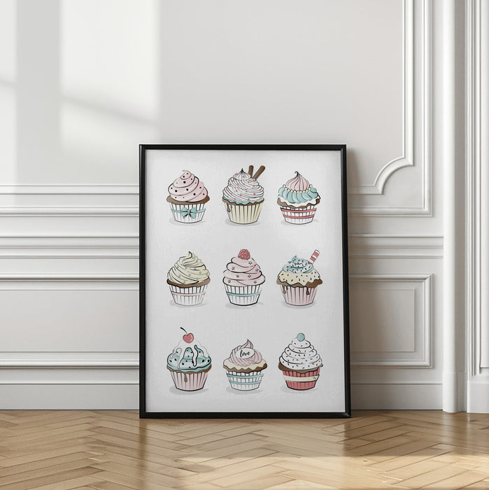 Cupcakes Framed Art Modern Wall Decor