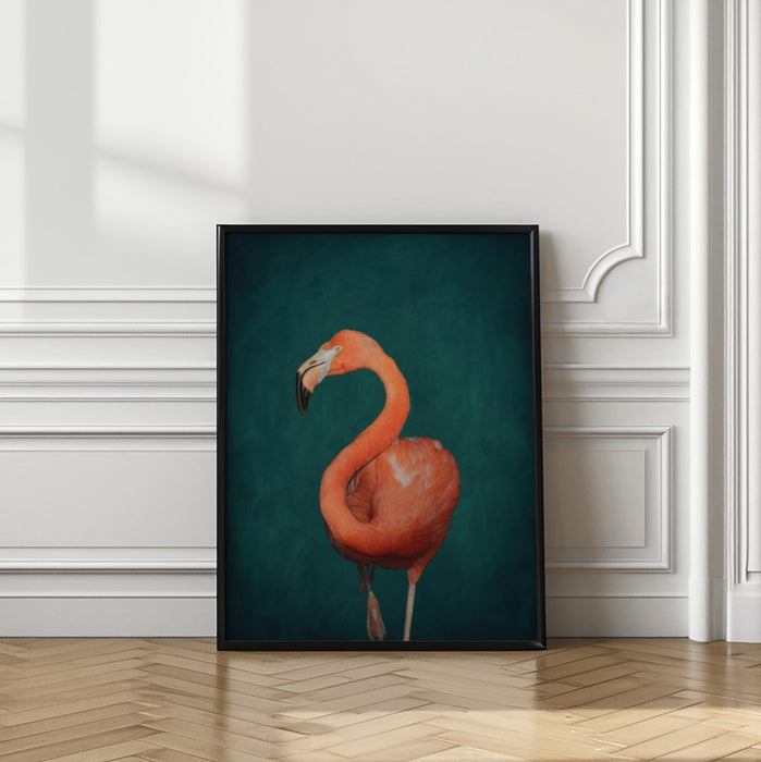 Green Flamingo Framed Art Wall Decor