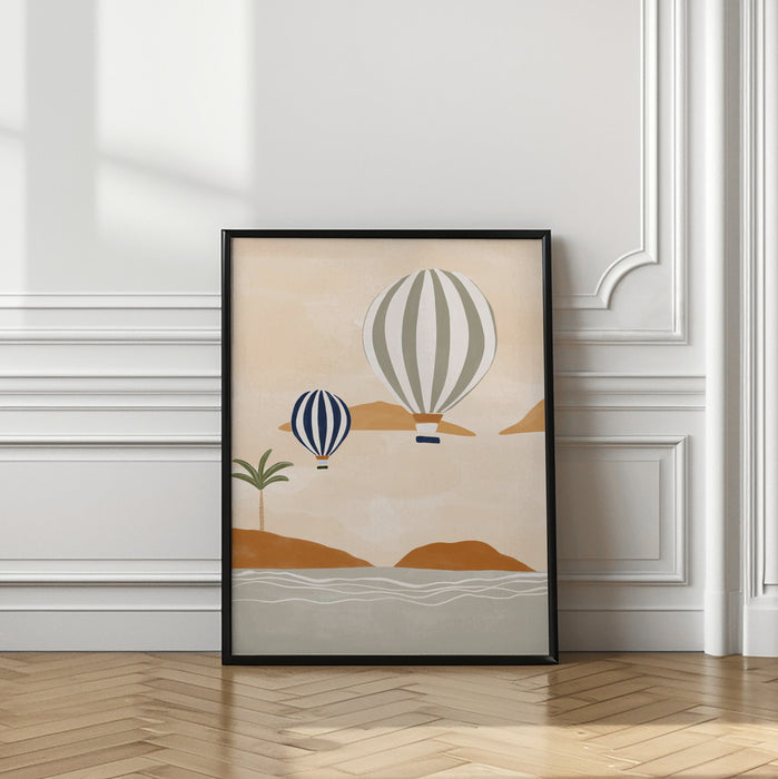 Airballoons In Dessert Framed Art Modern Wall Decor