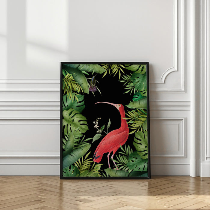 Jungle With Heron Framed Art Wall Decor