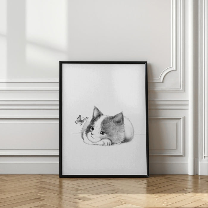 Black Cat Framed Art Modern Wall Decor