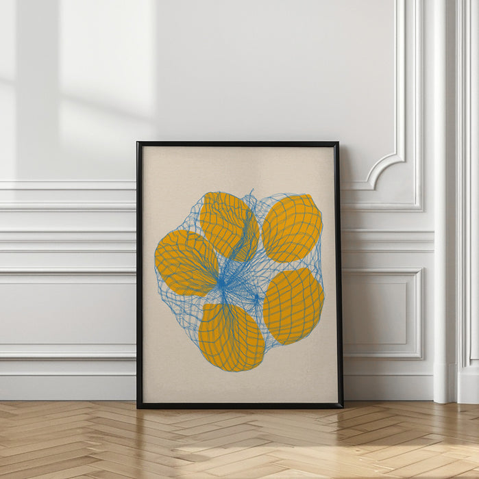 Five Lemons In a Net Bag Framed Art Wall Decor