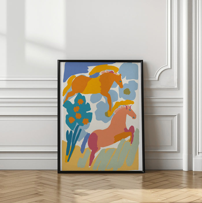 Wild Horses Framed Art Modern Wall Decor