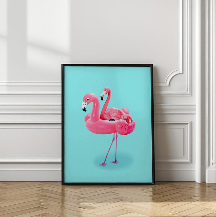 Flamingo on Resort Framed Art Modern Wall Decor