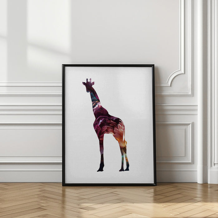 Flower Giraffe Framed Art Modern Wall Decor