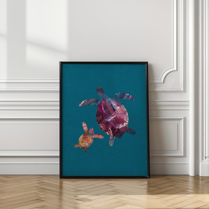 Colourful Turtles Framed Art Wall Decor