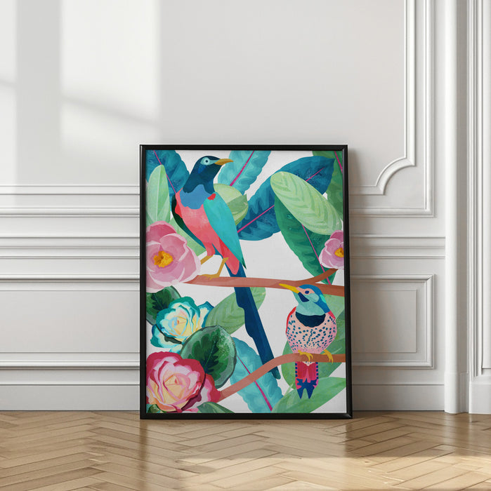 Birds of Spring Framed Art Wall Decor