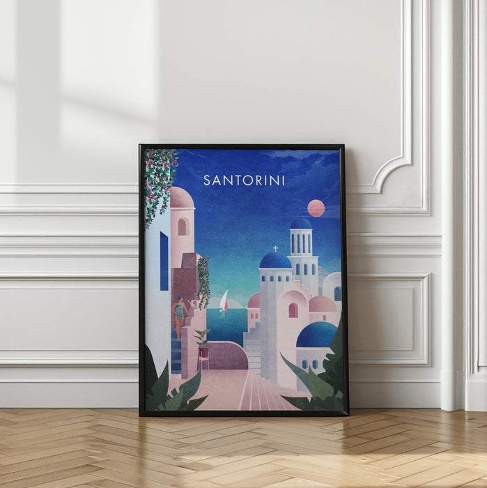 Santorini Text.png Framed Art Modern Wall Decor