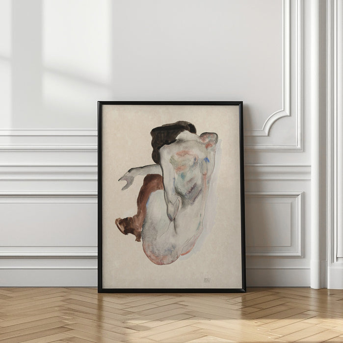 Crouching Nude In Shoes and Black Stockings 1912 Framed Art Wall Decor