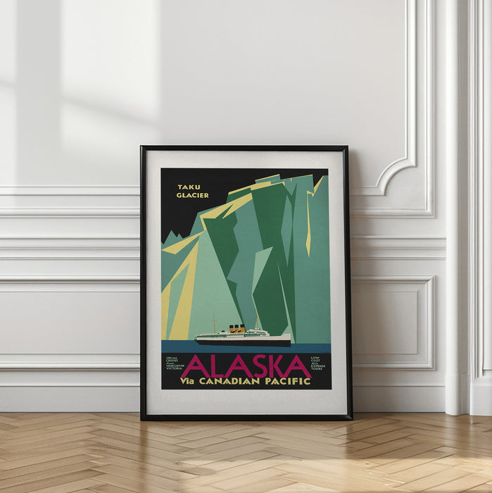 Alaska Via Canadian Pacific. Taku Glacier Framed Art Modern Wall Decor