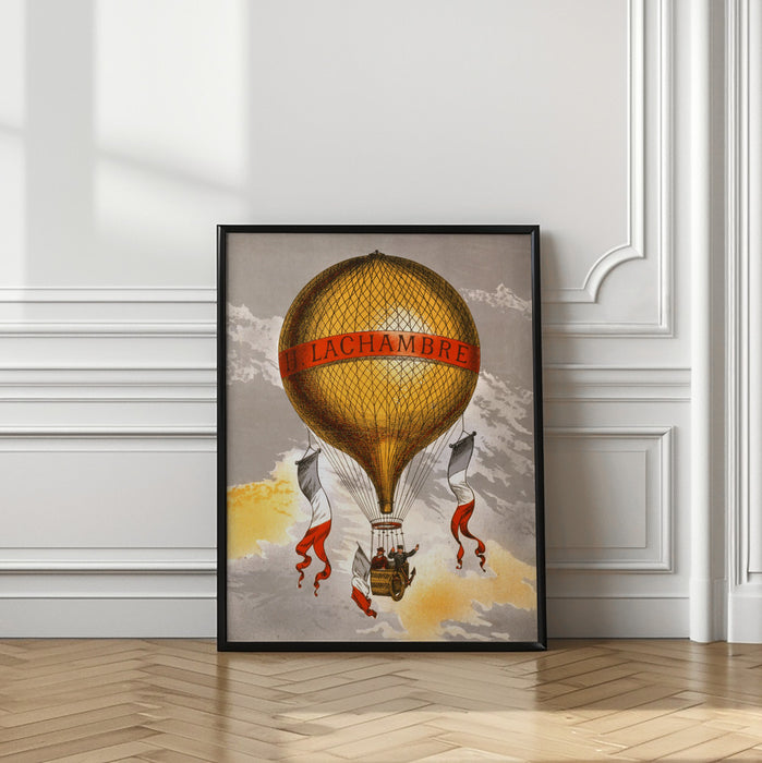 Balloon Labeled With Two Men Riding In the Basket 1880 Framed Art Modern Wall Decor